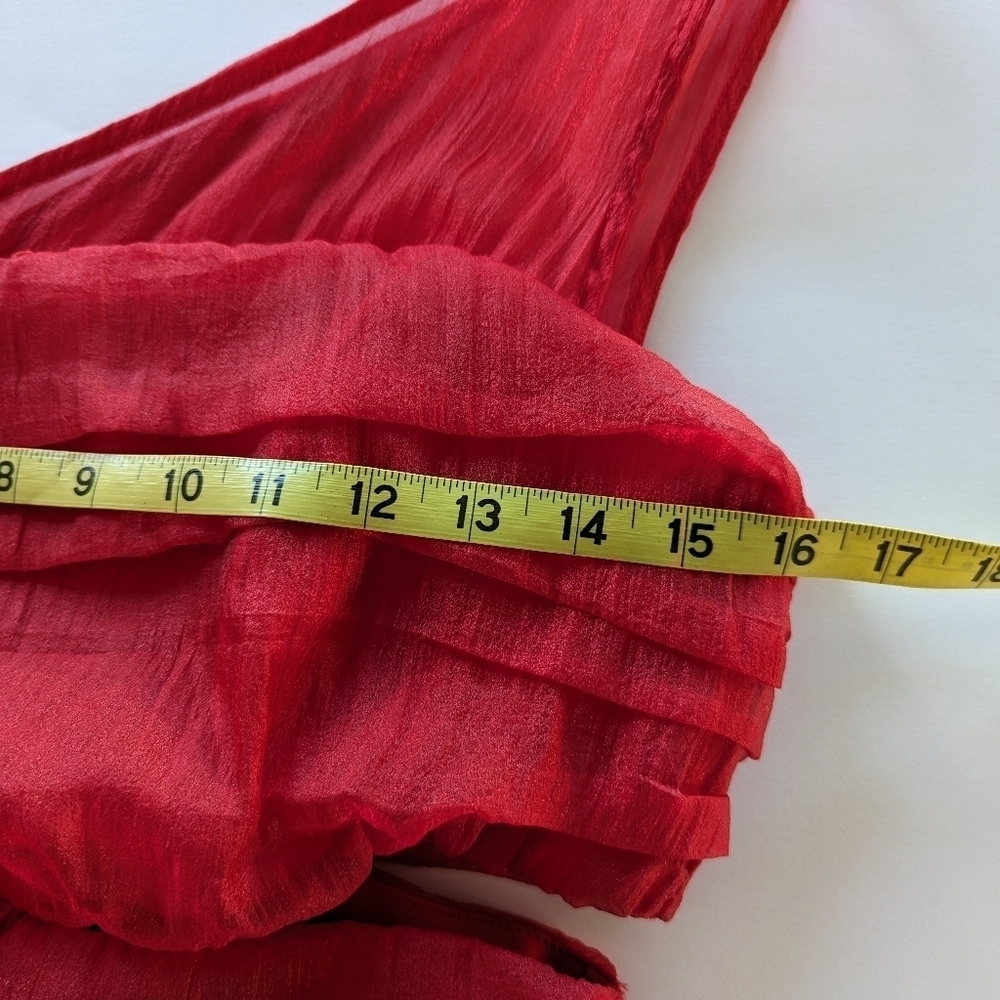 Ashley Park x RTR Red Chiffon Mini Dress, Sheer, Cutouts, Drawstring -sz 6 - Picture 5 of 7